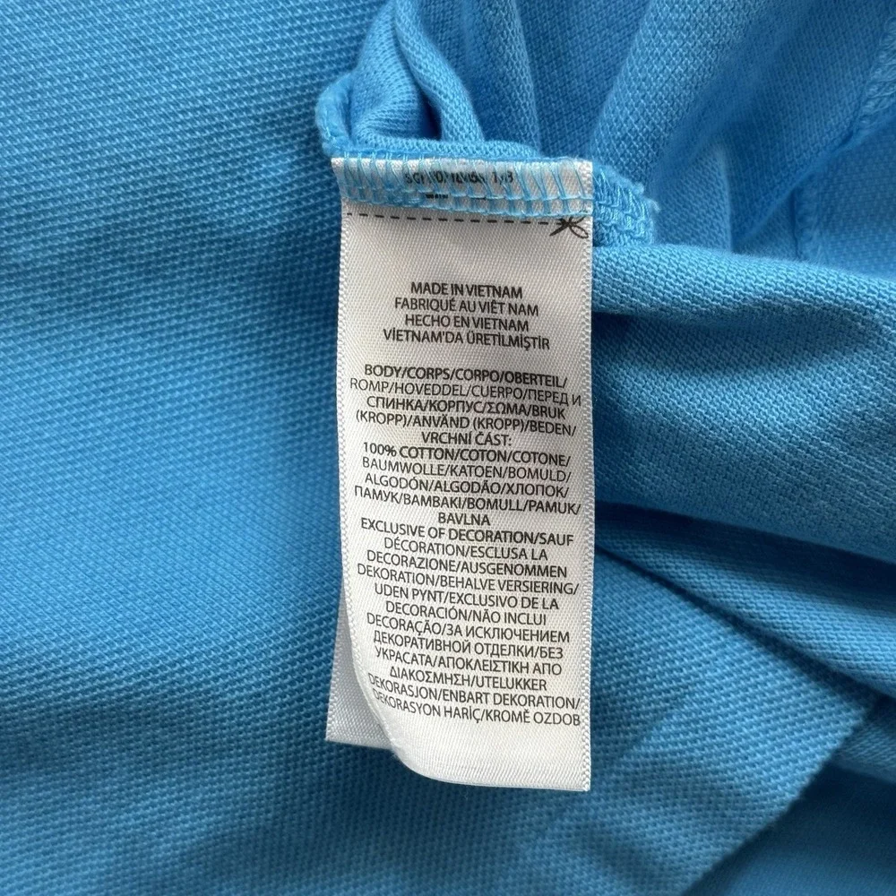 Ralph Lauren Polo Shirt Mens Large Sky Blue Classic Fit Yellow Pony Short Sleeve